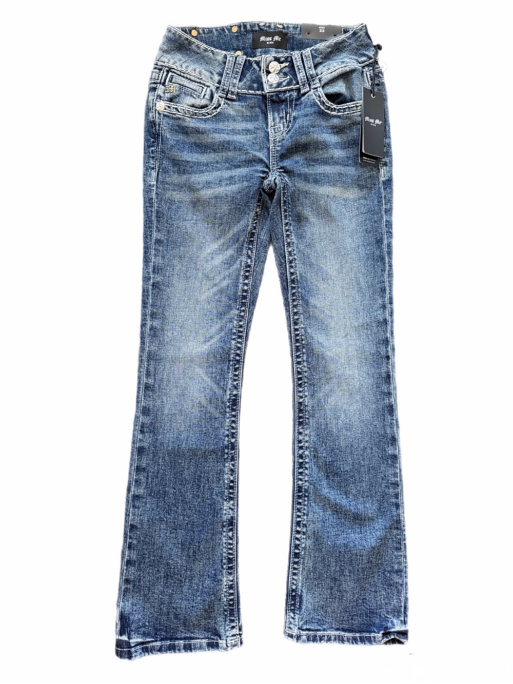 Miss Me BLACK LABEL Embellished Low-Rise Bootcut Jeans - L9545B2S NWT 23x30